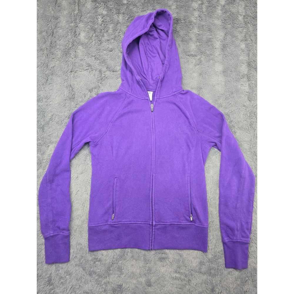 Chicos Zenergy Womens Purple Full Zip Hoodie Raglan Thumbhole Sweatshirt Size M